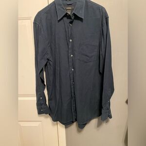 Express Navy Long Sleeve Button Down Top Size Large
